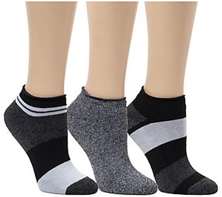 Dearfoams Ladies' Lounge Full Terry Color Block Roll Top Socks