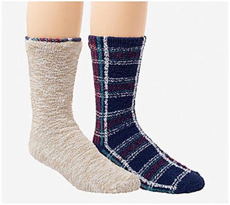 Dearfoams Men's 2 Pair Pack Papa Bear Lounge Cr ew Socks