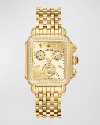 Deco 18mm Gold-Plated Stainless Steel Diamond Bracelet Watch