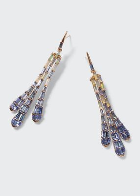 Deco Bell Earrings with Tanzanite, Ethiopian Opal and Recycled Rose Gold