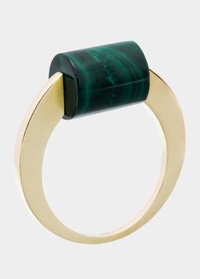 Deco Cylinder Ring with Malachite