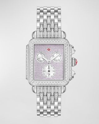 Deco Diamond Dial and Pave Pink Sapphire Watch