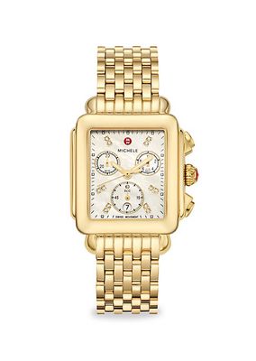 Deco Goldtone Stainless Steel Bracelet Chronograph Watch