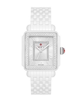 Deco Madison Ceramic Diamond Watch, White