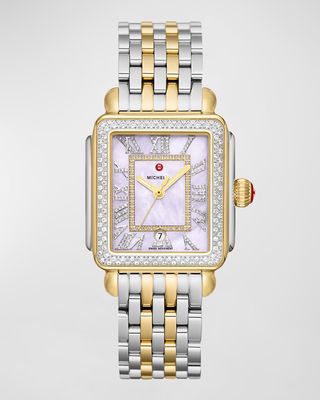 Deco Madison Two-Tone Lilac Dial Watch with Diamonds
