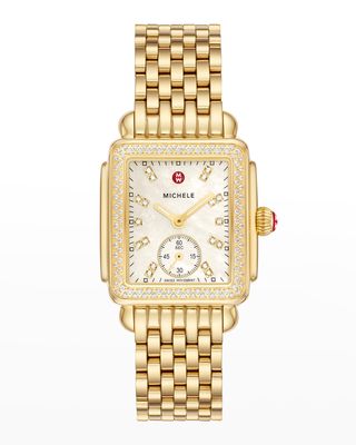 Deco Mid Diamond and Mother-of-Pearl Dial Watch in Gold-Tone