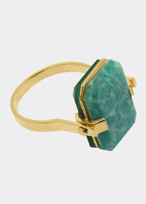 Deco Sandwich Ring with Amazonite and Green Agate