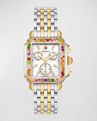 Deco Soire Two-Tone 18K Gold-Plated Diamond Watch