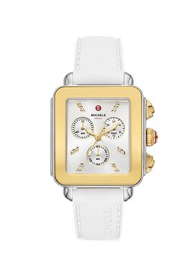 Deco Sport Gold-Tone White Silicone Watch