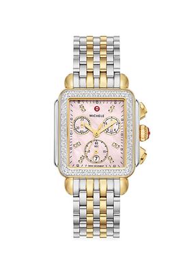 Deco Two-Tone 18K Gold-Plated Diamond Watch
