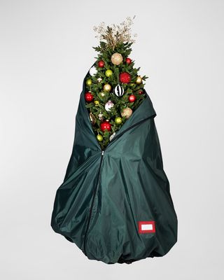 Decorated Upright Christmas Tree Storage Bag With Rolling Stand