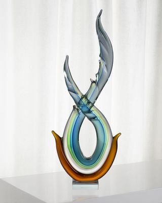 Decorative Aqua Art Glass Sculpture