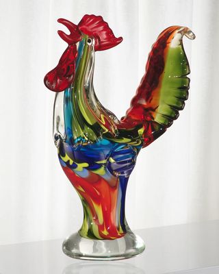 Decorative Art Glass Rooster Figurine
