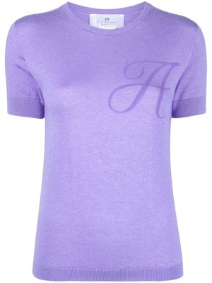 Dee Ocleppo A initial-print knitted top - Purple