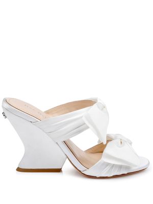 Dee Ocleppo Burgundy satin wedge sandals - White