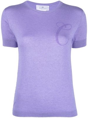 Dee Ocleppo C initial-print knitted top - Purple