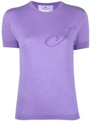 Dee Ocleppo J initial-print knitted top - Purple