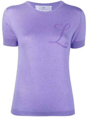 Dee Ocleppo L initial-print knitted top - Purple