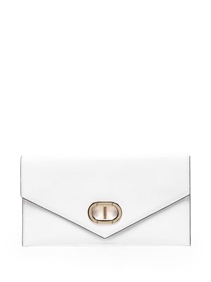 Dee Ocleppo logo-plaque envelope clutch bag - White
