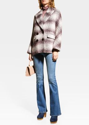 Deena Plaid Double-Breasted Dickey Coat
