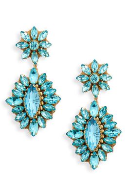 Deepa Gurnani Alianah Crystal Drop Earrings in Aqua