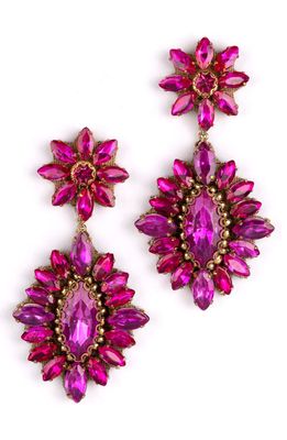 Deepa Gurnani Alianah Crystal Drop Earrings in Fuchsia