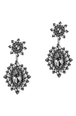 Deepa Gurnani Alianah Crystal Drop Earrings in Gunmetal