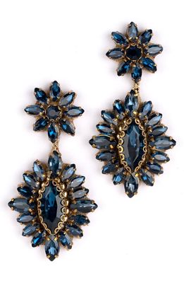 Deepa Gurnani Alianah Crystal Drop Earrings in Sapphire