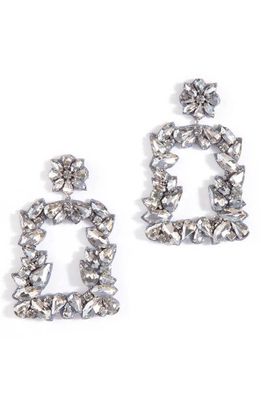 Deepa Gurnani Anushka Mixed Cut Crystal Drop Earrings in Silver