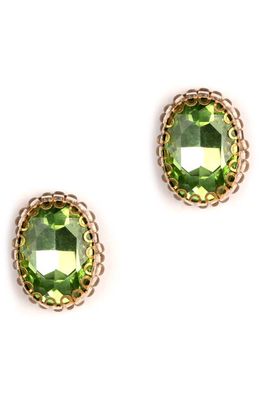 Deepa Gurnani Aria Crystal Post Earrings in Lime