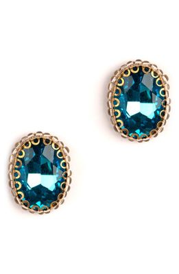 Deepa Gurnani Aria Crystal Post Earrings in Turquoise