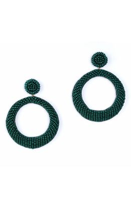 Deepa Gurnani Asta Beaded Hoop Drop Earrings in Emerald