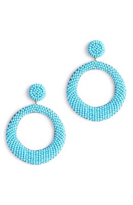 Deepa Gurnani Asta Beaded Hoop Drop Earrings in Turquoise