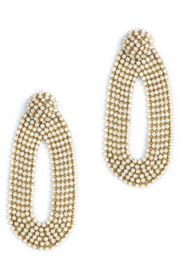 Deepa Gurnani Bianca Crystal Drop Earrings in Ivory