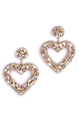 Deepa Gurnani Carolina Crystal Heart Drop Earrings in Pastel Multi