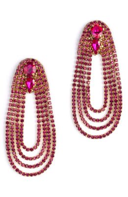 Deepa Gurnani Eliana Crystal Drop Earrings in Fuchsia