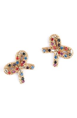 Deepa Gurnani Elsa Crystal Bow Stud Earrings in Multi