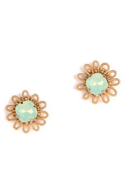 Deepa Gurnani Hanny Floral Stud Earrings in Mint