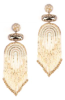 Deepa Gurnani Ishana Bead Chandelier Earrings in Ivory