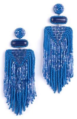 Deepa Gurnani Jody Beaded Tassel Earrings in Blue