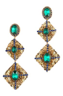 Deepa Gurnani Julia Drop Earrings in Emerald