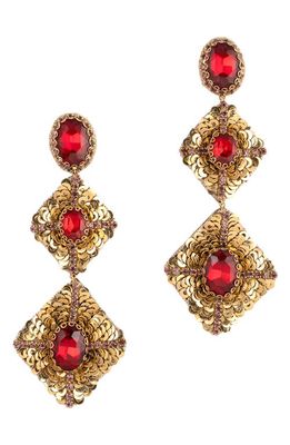 Deepa Gurnani Julia Drop Earrings in Ruby