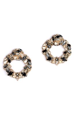 Deepa Gurnani Katya Crystal Frontal Hoop Earrings in Black