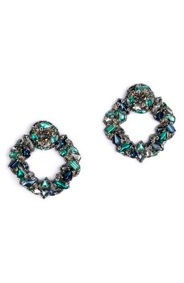 Deepa Gurnani Katya Crystal Frontal Hoop Earrings in Emerald