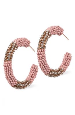 Deepa Gurnani Lana Mixed Media Hoop Earrings in Dusty Pink