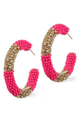 Deepa Gurnani Lana Mixed Media Hoop Earrings in Hot Pink