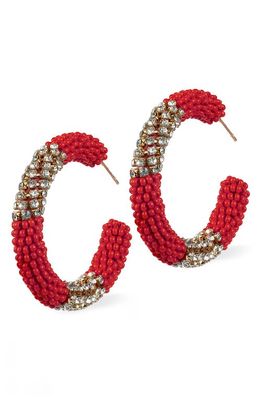 Deepa Gurnani Lana Mixed Media Hoop Earrings in Red