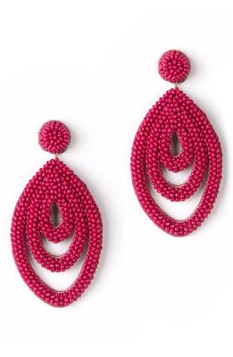 Deepa Gurnani Mirabai Beaded Drop Earrings in Fuchsia