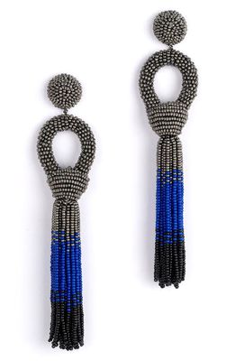 Deepa Gurnani Sanya Beaded Drop Earrings in Cobalt