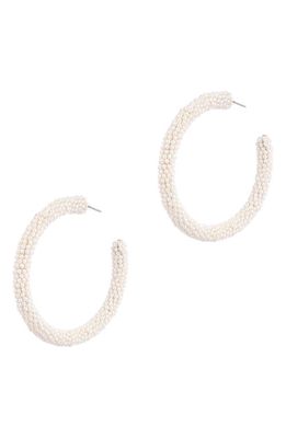 Deepa Gurnani Zaria Beaded Hoop Earrings in Ivory